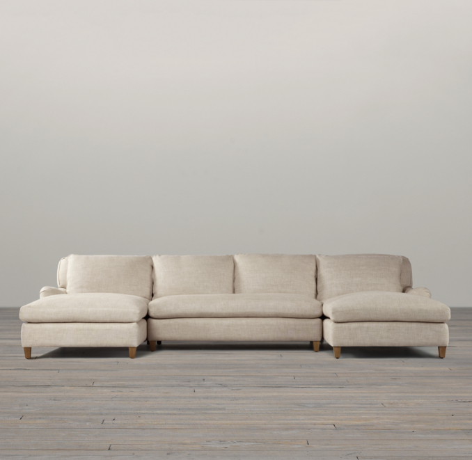 Belgian Classic Roll Arm Upholstered U-Chaise Sectional