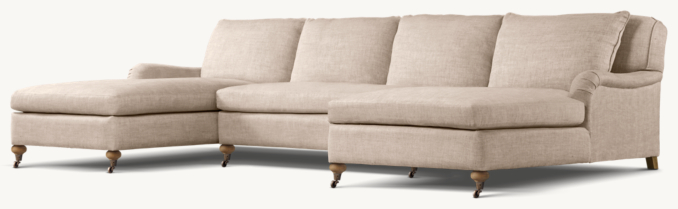 Belgian Classic Roll Arm Upholstered U-Chaise Sectional