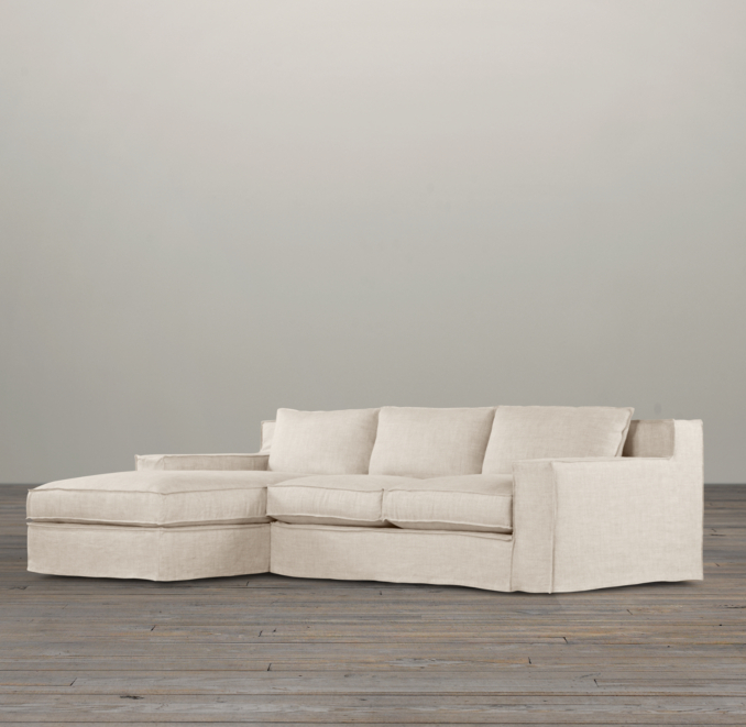 Capri Slipcovered Left-Arm Sofa Chaise Sectional