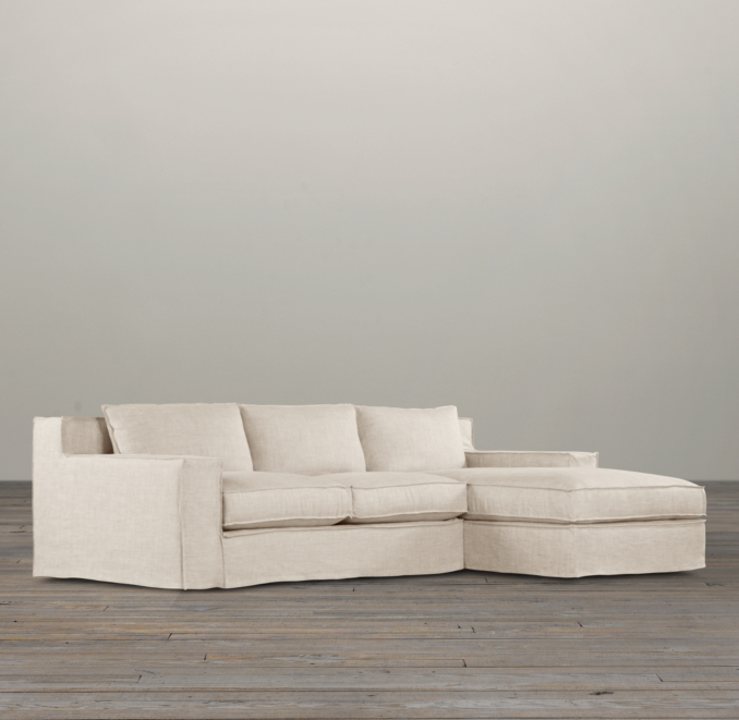 Capri Slipcovered Right-Arm Sofa Chaise Sectional