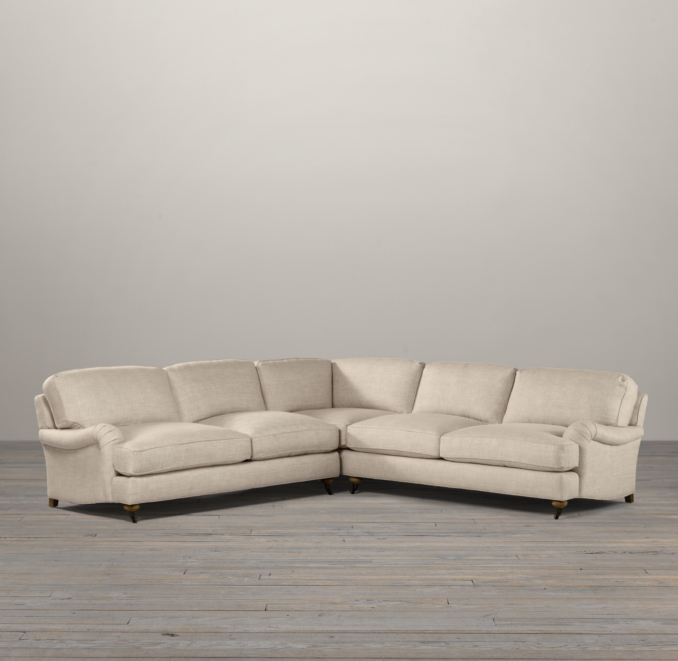 English Roll Arm Upholstered Corner Sectional