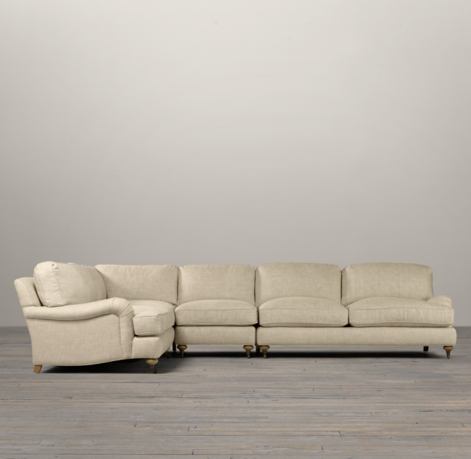 English Roll Arm Upholstered L-Sectional