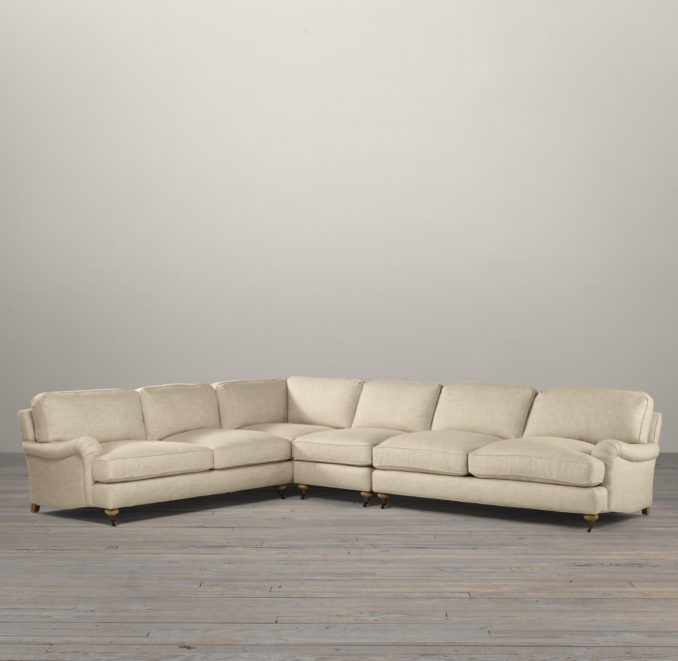 English Roll Arm Upholstered L-Sectional