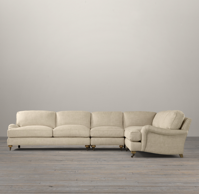 English Roll Arm Upholstered Right-Arm L-Sectional
