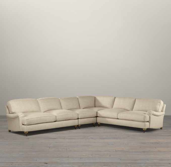 English Roll Arm Upholstered Right-Arm L-Sectional