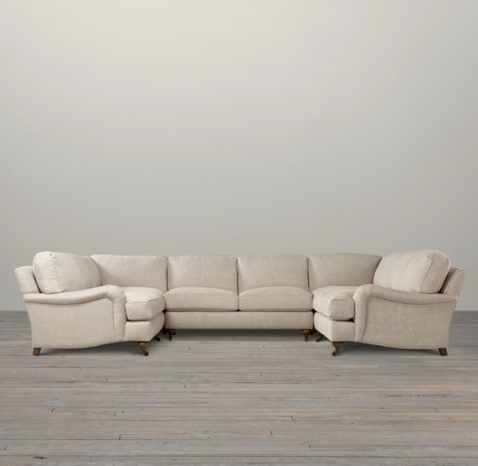 English Roll Arm Upholstered U-Sofa Sectional