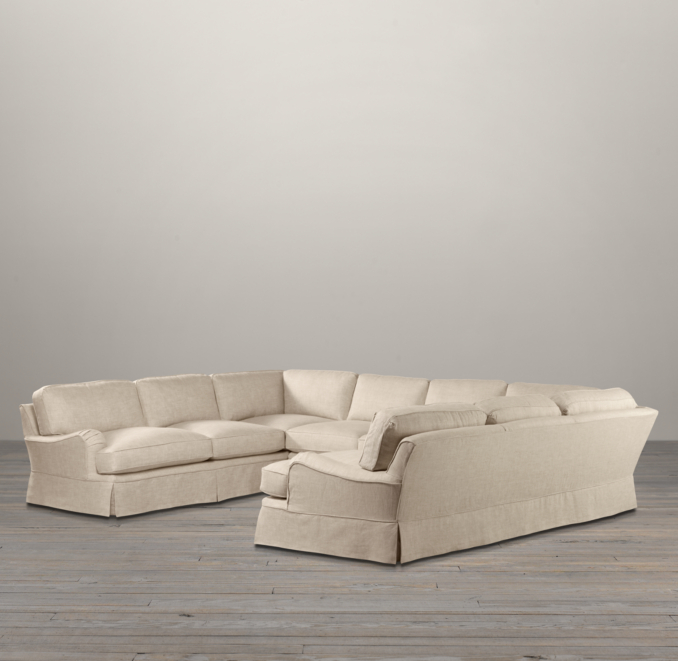 English Roll Arm Upholstered U-Sofa Sectional
