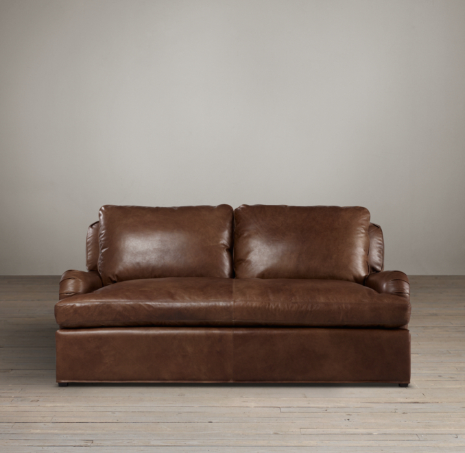 6' Belgian Classic Roll Arm Leather Sofa