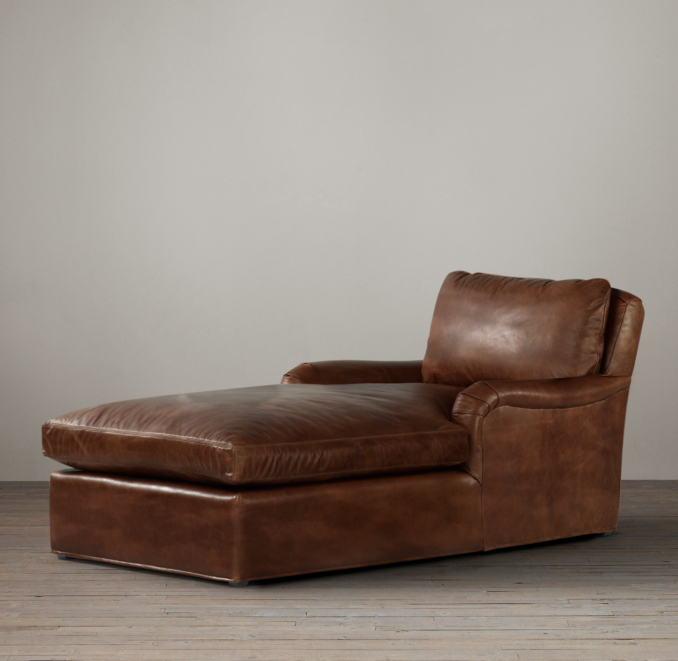 Belgian Classic Roll Arm Leather Chaise