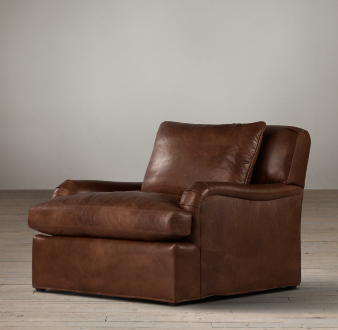 Belgian Classic Roll Arm Leather Swivel Chair
