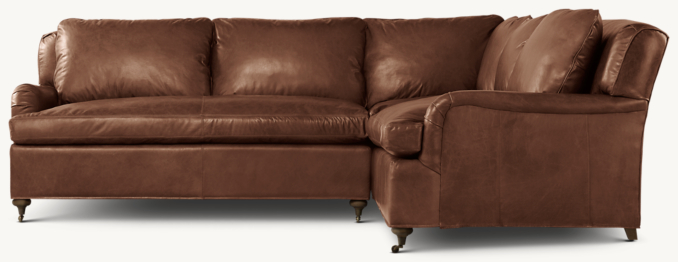 Belgian Classic Roll Arm Leather Corner Sectional