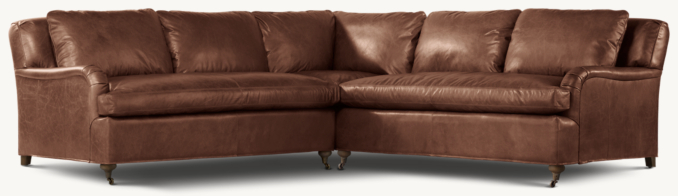 Belgian Classic Roll Arm Leather Corner Sectional