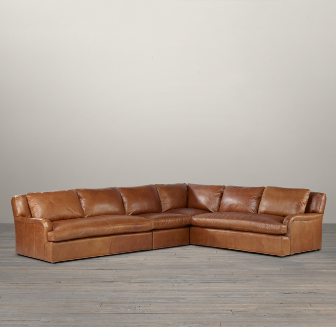 Belgian Classic Roll Arm Leather Right-Arm L-Sectional