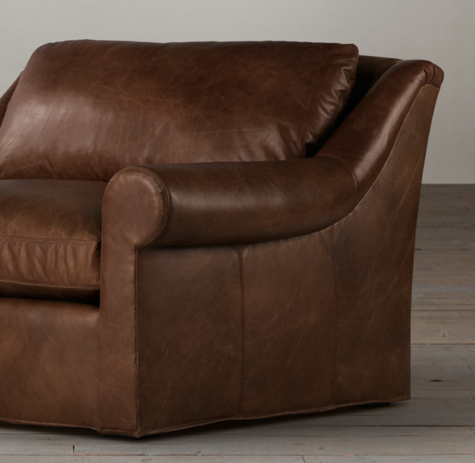 5' Belgian Roll Arm Leather Sofa