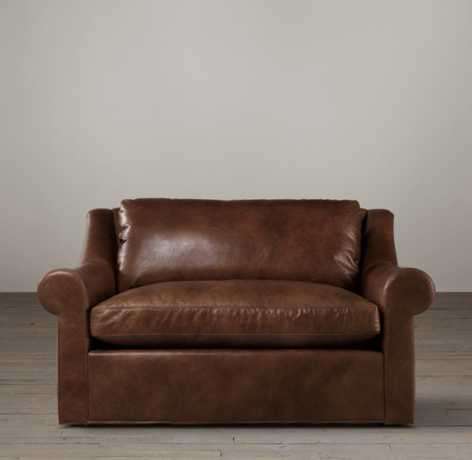 5' Belgian Roll Arm Leather Sofa