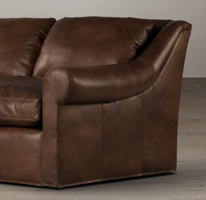 6' Belgian Roll Arm Leather Sofa