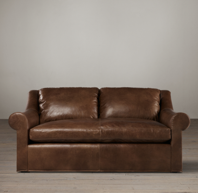 6' Belgian Roll Arm Leather Sofa