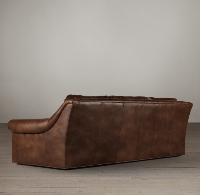 9' Belgian Roll Arm Leather Sofa