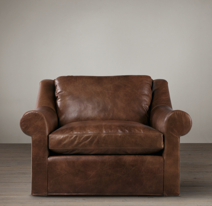 Belgian Roll Arm Leather Chair