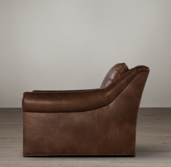 Belgian Roll Arm Leather Chair