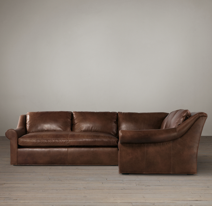 Belgian Roll Arm Leather Sectionals