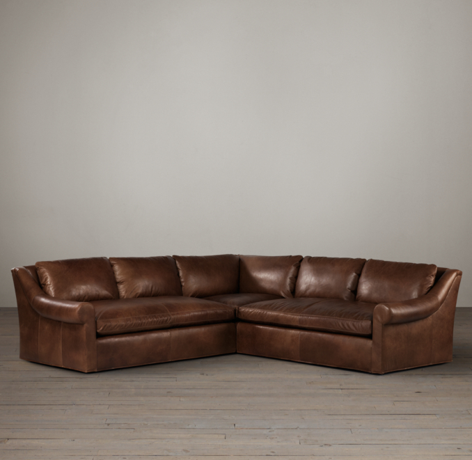 Belgian Roll Arm Leather Corner Sectional
