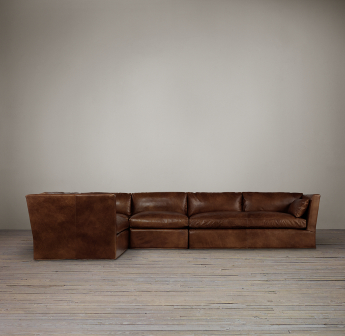 Belgian Shelter Arm Leather L-Sectional