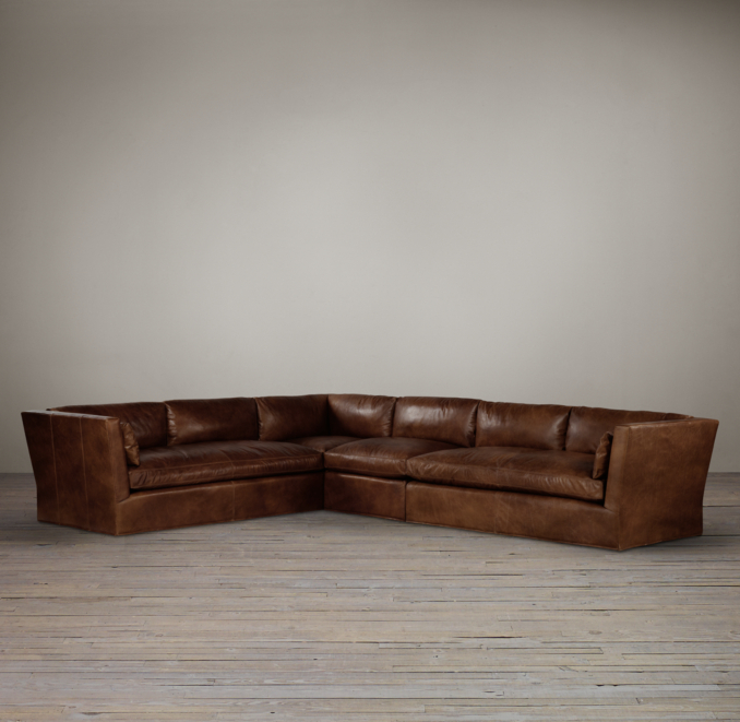 Belgian Shelter Arm Leather L-Sectional