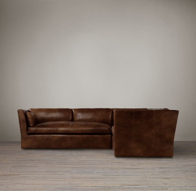 Belgian Shelter Arm Leather Corner Sectional