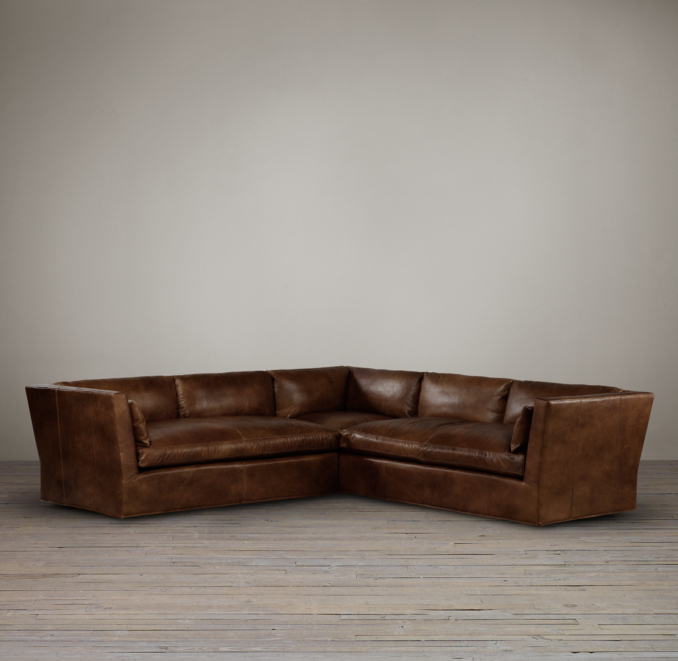 Belgian Shelter Arm Leather Corner Sectional