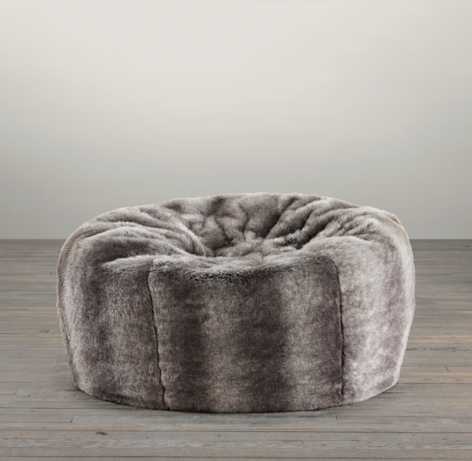 Grand Luxe Faux Fur Bean Bag - Chinchilla