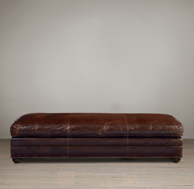 Lancaster Leather Coffee Ottoman