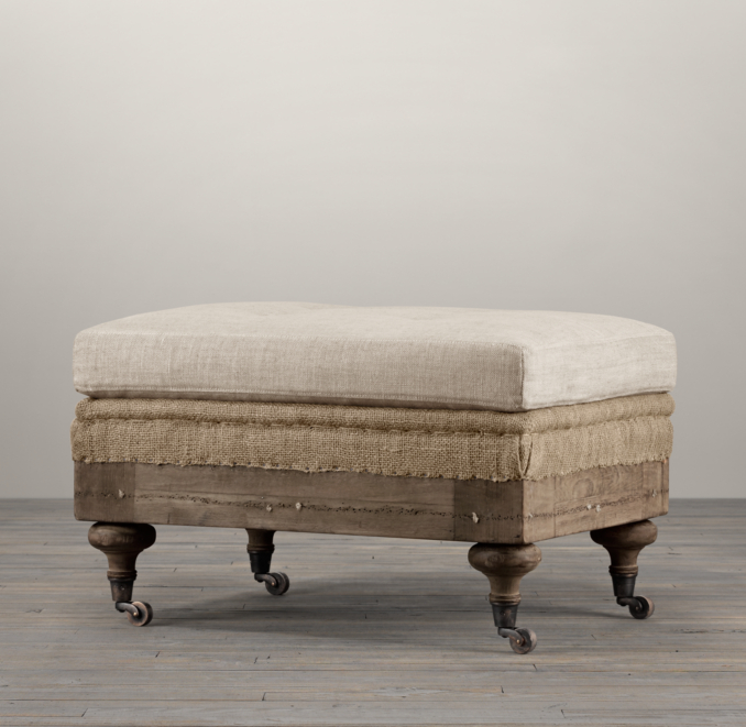 Deconstructed English Roll Arm Ottoman