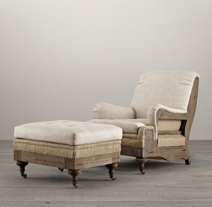 Deconstructed English Roll Arm Ottoman