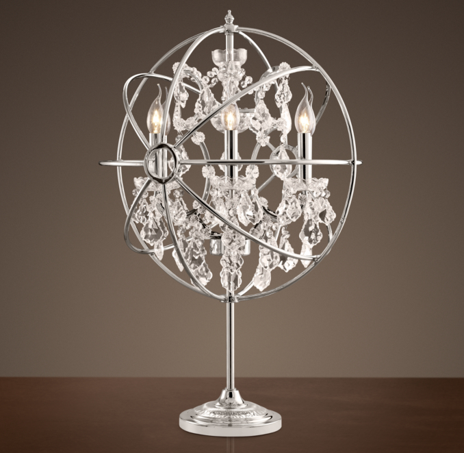 Foucault's Orb Crystal Table Lamp Polished Nickel