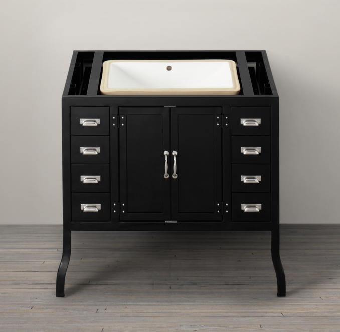 Pharmacy Single Vanity Sink Base Black
