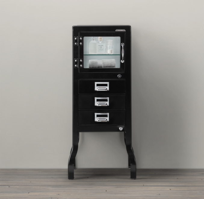 Pharmacy Short Bath Cabinet With Drawers Black