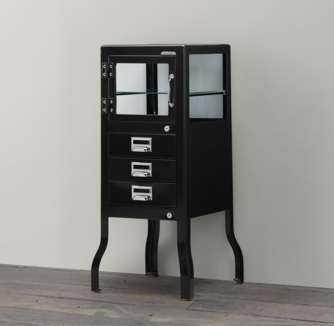 Pharmacy Short Bath Cabinet With Drawers Black