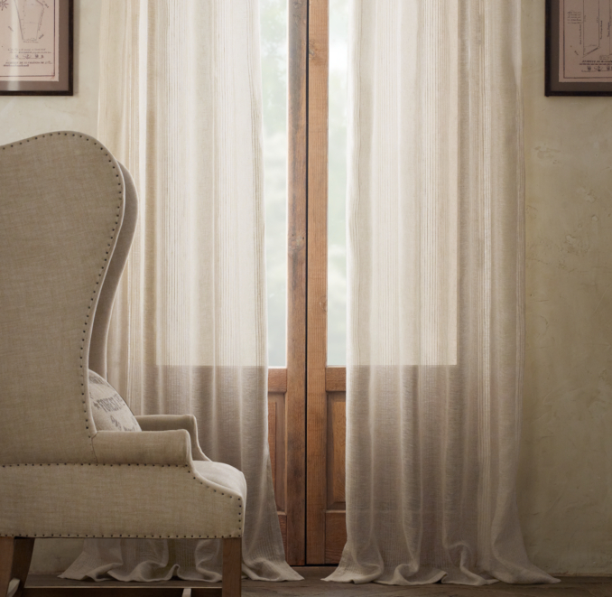 Pinstripe Sheer Belgian Linen Drapery