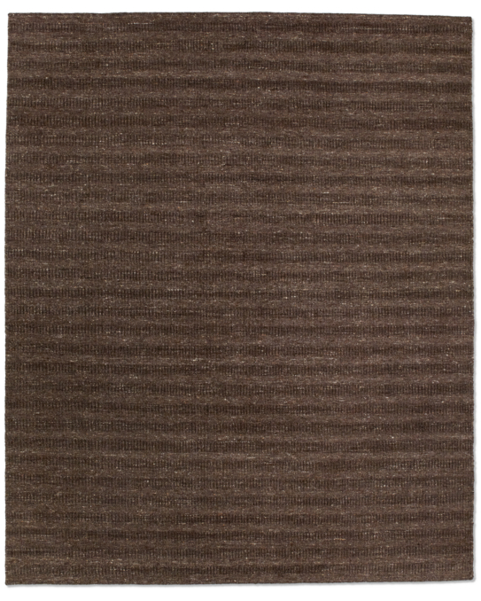 Textured Stripe Wool Rug - Chocolate