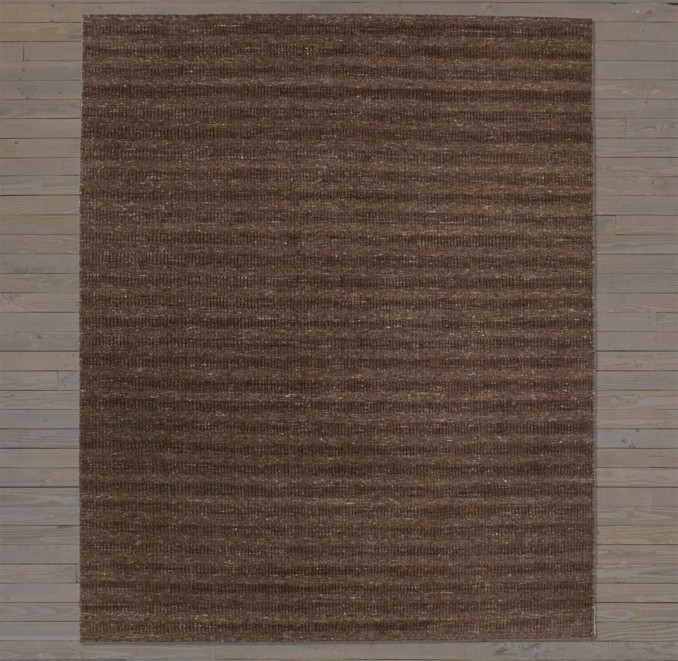 Textured Striped Wool Rug Swatch - Chocolate