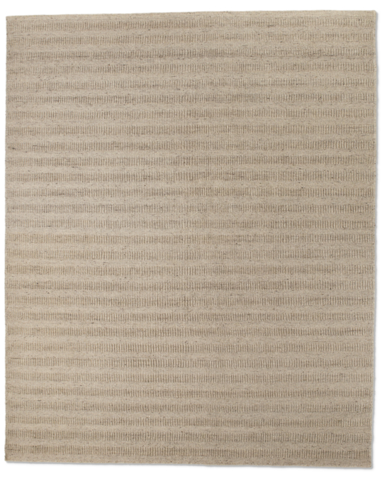 Textured Striped Wool Rug - Cream