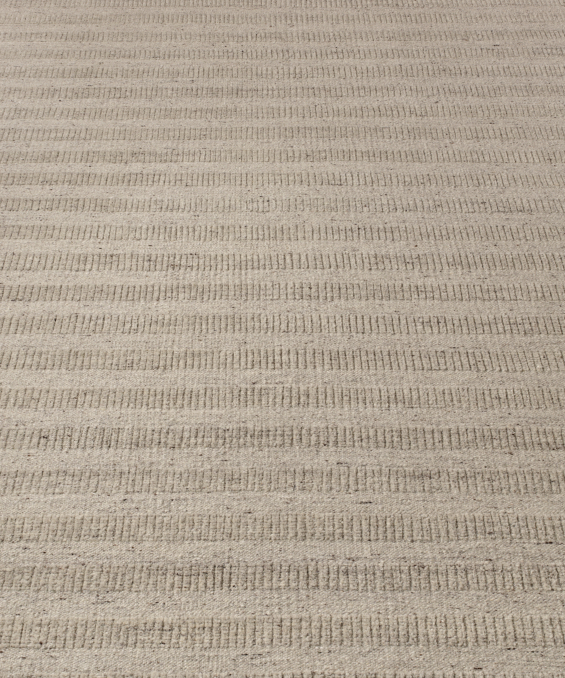 Textured Striped Wool Rug - Cream