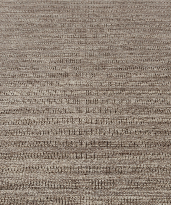 Textured Striped Wool Rug - Heather Grey
