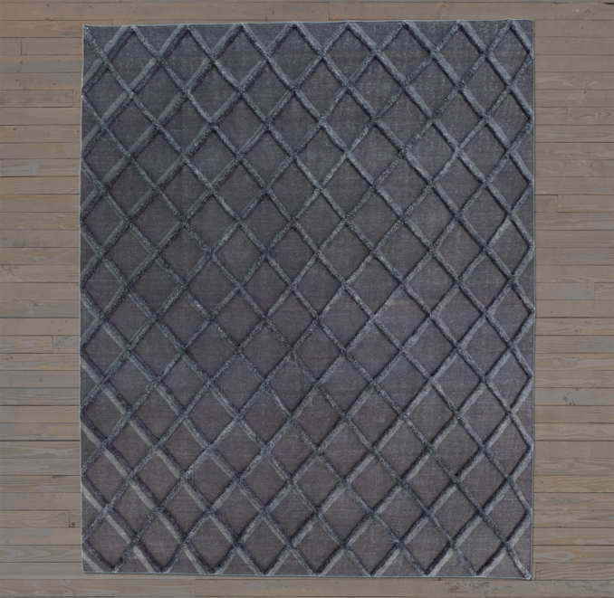 Diamante Flatweave Linen Rug Swatch - Charcoal/Charcoal