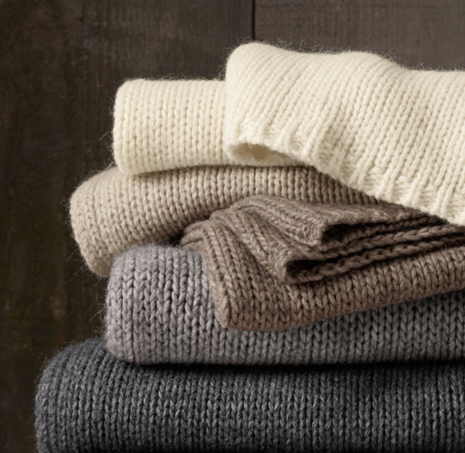 Italian Wool & Alpaca Ribbed Knit Throws