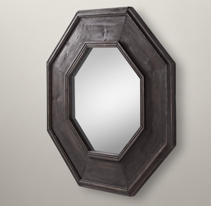 Salvaged Octagonal Mirror - Black