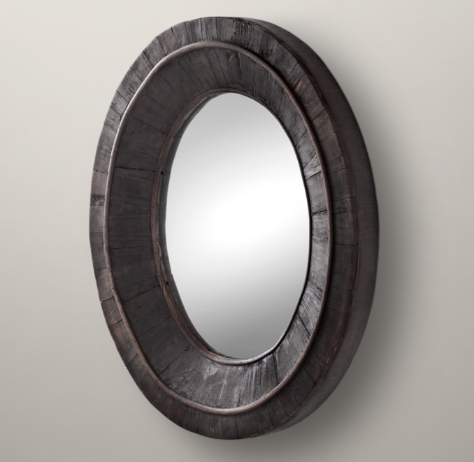 Pieced Oval Mirror - Black