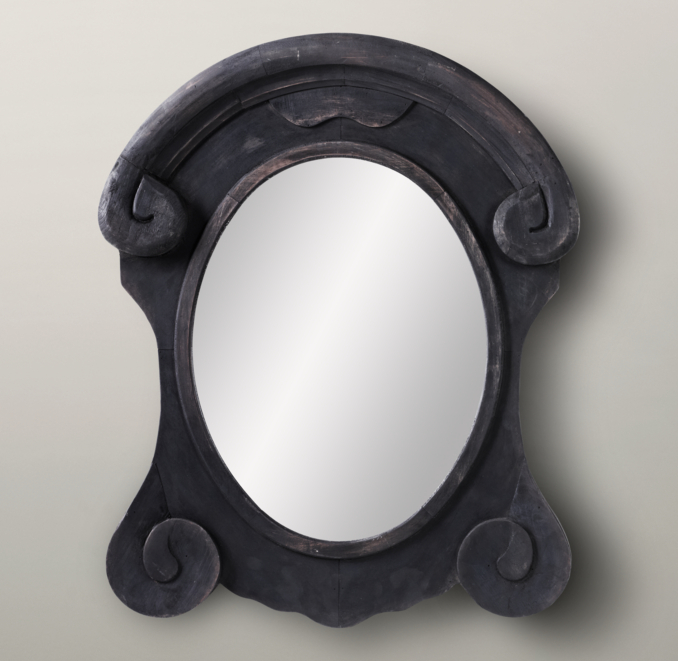 Mansard Scroll Mirror - Black 