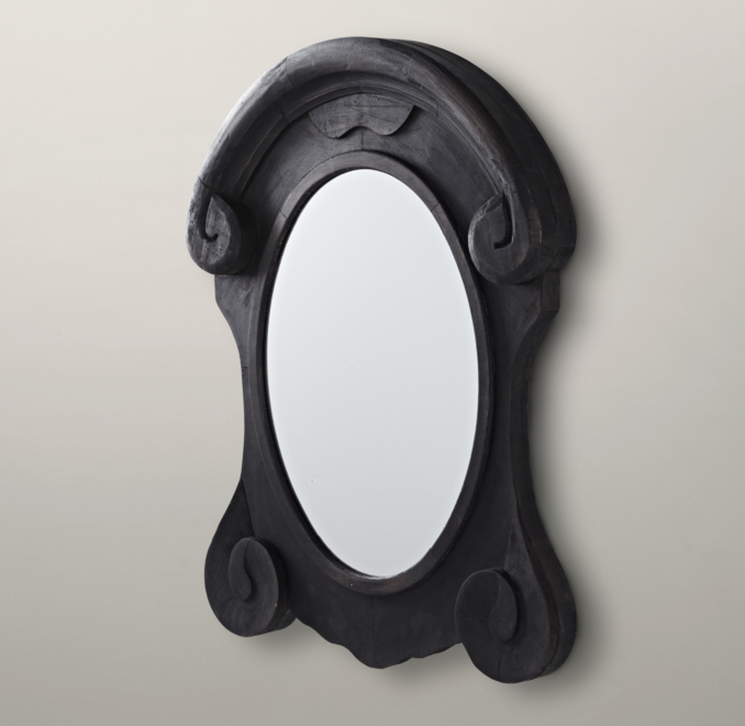 Mansard Scroll Mirror - Black 